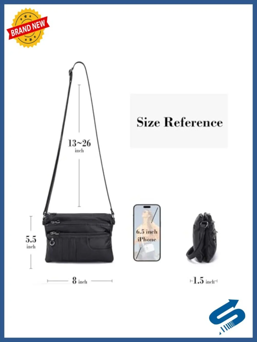 Vegan Leather Multi Pocket Crossbody Bag with Adjustable Strap